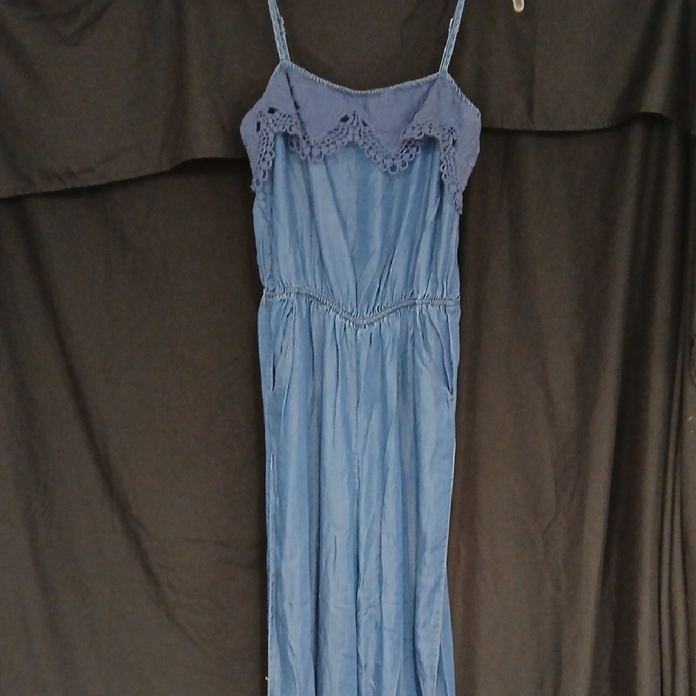 Bisou Bisou Denim Blue Wide Legged Jumper Sz Med